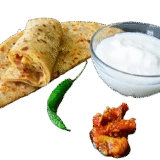 Desi Ghee ka Aalu Paratha with Dahi Papdi